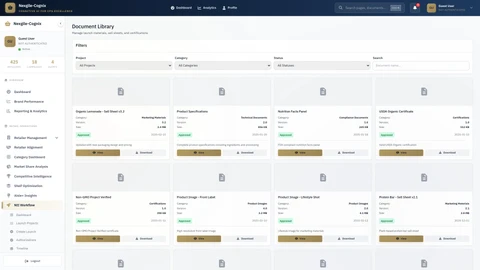 New Item Introduction - Documents page showing product launch documentation workflow